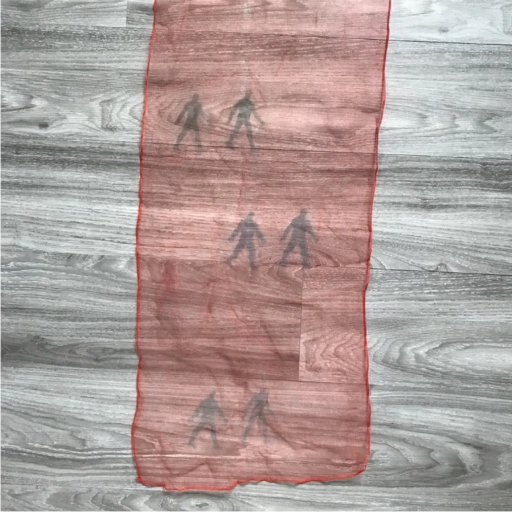 VINTAGE WOMENS SCARF SHEER RED HIMAN WALKING MADE IN JAPAN